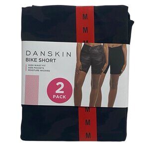 Danskin Women’s 2-Pack Bike Shorts Medium Black Salt/Black Camo 7” NEW Unopened
